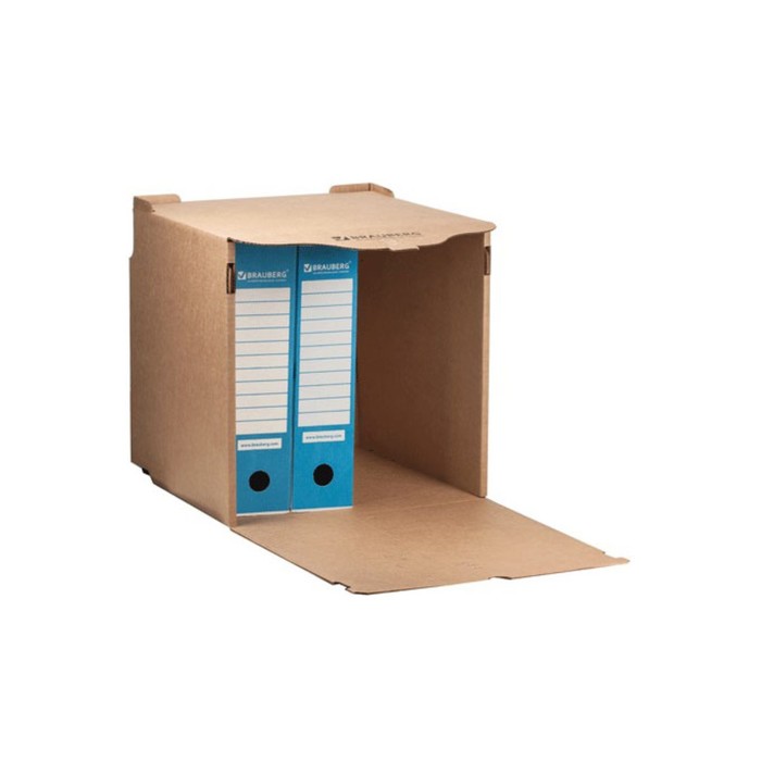Короб архивный 34*33*31 см BRAUBERG, фронтальная загрузка, на липучке, цвет бурый