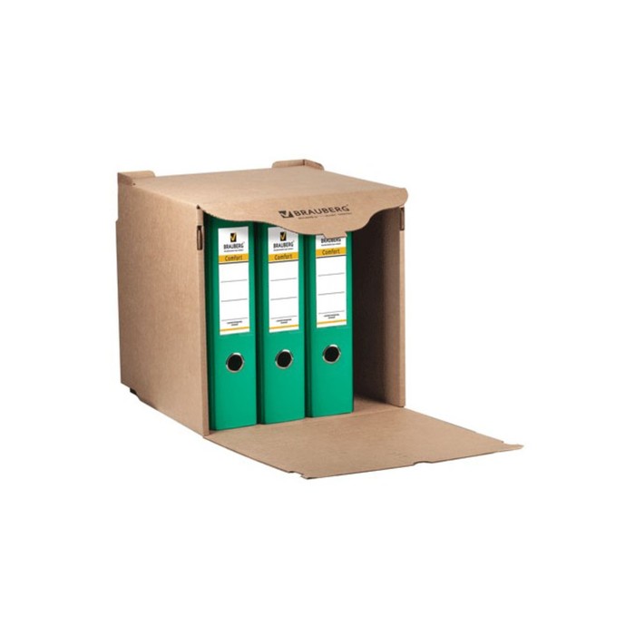 Короб архивный 34*33*31 см BRAUBERG, фронтальная загрузка, на липучке, цвет бурый