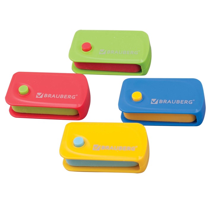 Ластик BRAUBERG Delta, в пластиковом футляре, микс