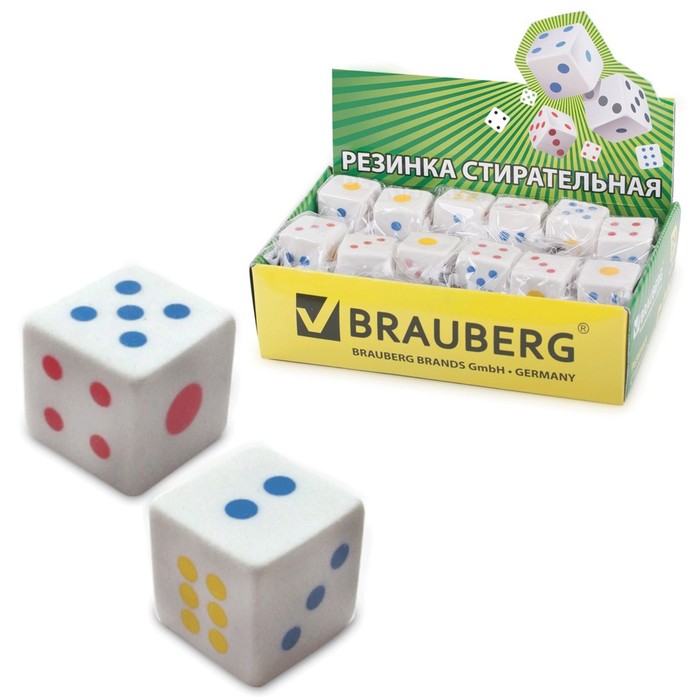 Ластик BRAUBERG Game, 24х24х24мм, белый