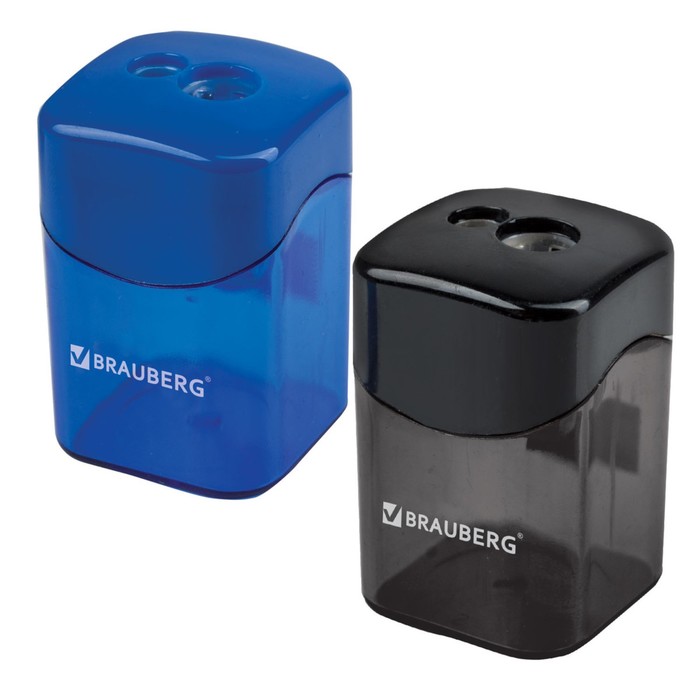 Точилка 2 отверстия с контейнером BRAUBERG "Win", микс 222495