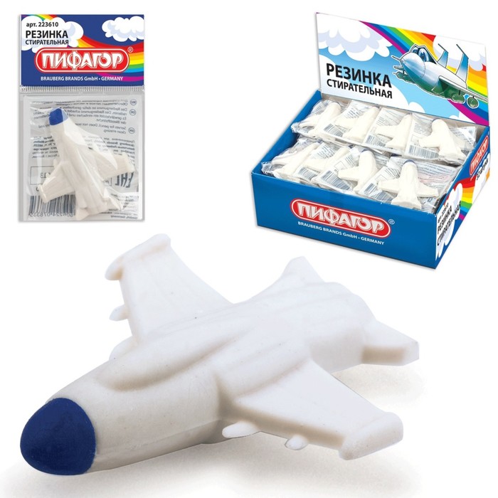 Ластик ПИФАГОР &quot;Реактивный самолет&quot;, микс, подвес