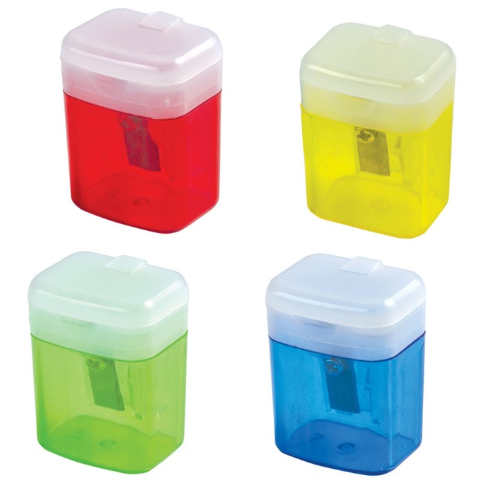 Точилка 1 отверстие с контейнером STAFF "OfficeBox", микс 226533