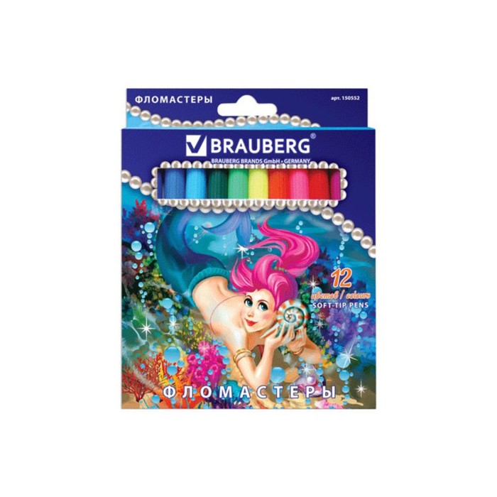 Фломастеры 12 цв BRAUBERG "Морские легенды", вент.колп, картон упак 150552