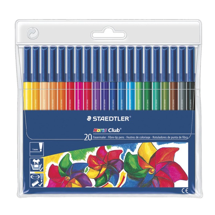 Фломастеры 20 цв STAEDTLER "Noris Club", смываемые, пластик. упак 151075