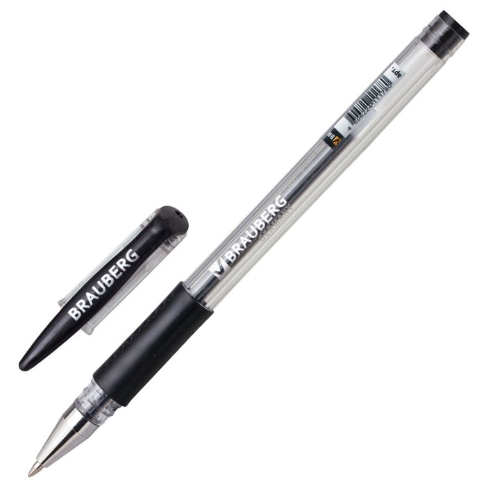 Ручка гелевая BRAUBERG "Number One", узел-игла 0,5мм, стержень черный 141194