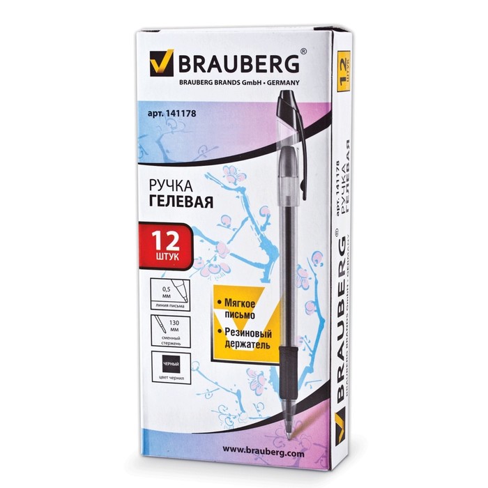 Ручка гелевая BRAUBERG "Samurai",, узел-игла 0,5мм, стержень черный 141178