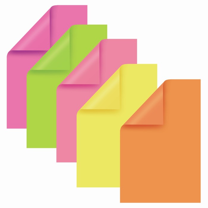 Бумага цветная двухсторонняя А4, 10 листов, 5 цветов BRAUBERG, тонированная, неоновая