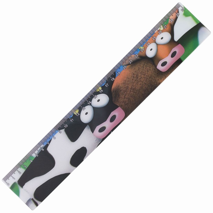 Линейка 30 см, 3D BRAUBERG «Коровы», европодвес