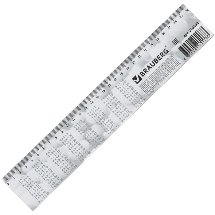 Линейка 30 см, 3D BRAUBERG «Красные тюльпаны», европодвес