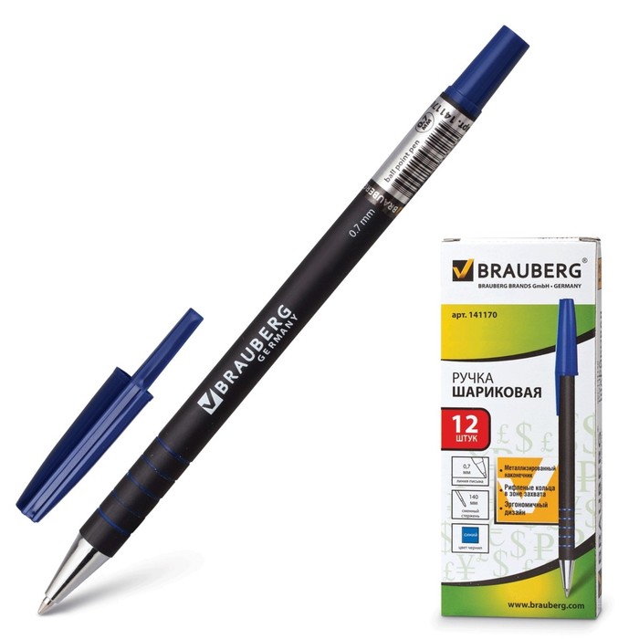 Ручка шариковая BRAUBERG "Capital", стержень синий 0.7мм 141170