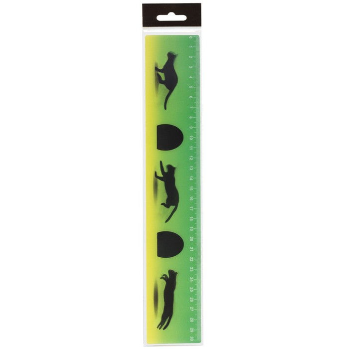 Линейка 30 см, 3D BRAUBERG «Кошки-мышки», эффект с движением, европодвес