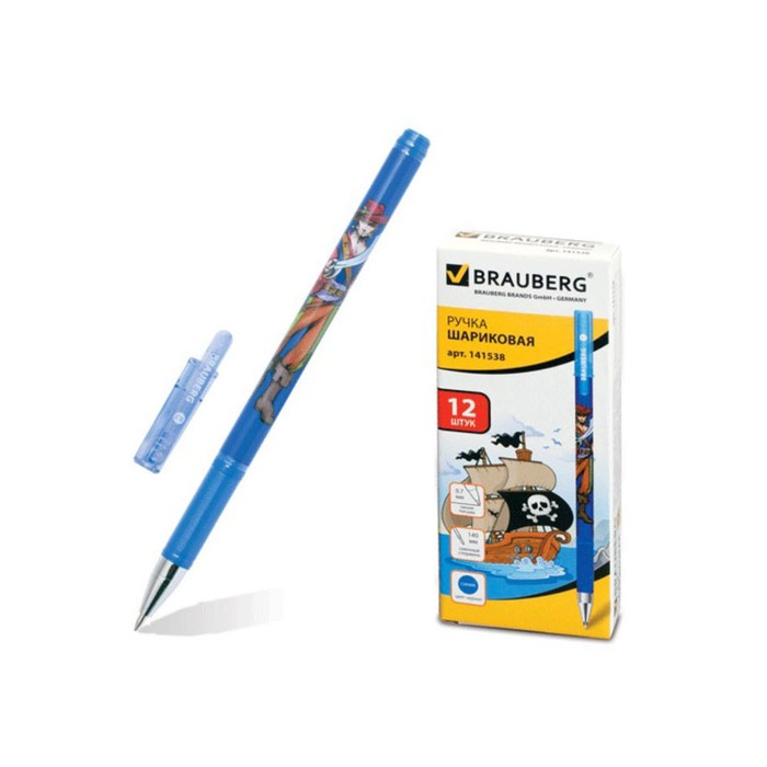 Ручка шариковая BRAUBERG "Корсары", корп.с печатью, стержень синий 0,7мм 141538