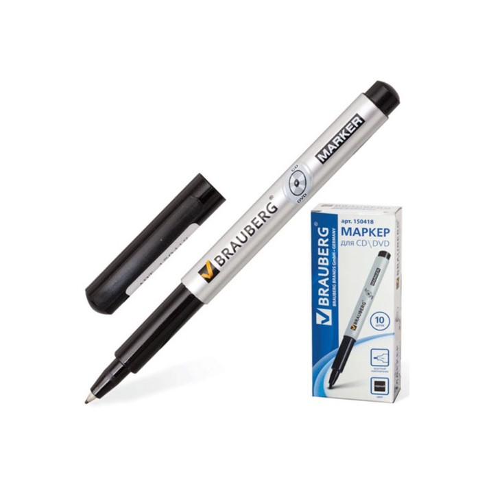 Mаркер для CD/DVD 1.0 мм BRAUBERG, чёрный