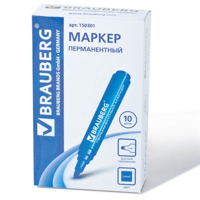 Маркер перманентный 3.0 мм BRAUBERG Classic синий