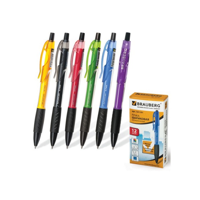 Ручка шариковая автомат BRAUBERG "Violin" рез.упор, 0,7мм, синие чернила 141191