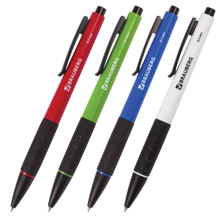 Ручка шариковая автомат BRAUBERG "Klasse", рез.упор, 0,7мм, синие чернила 140588