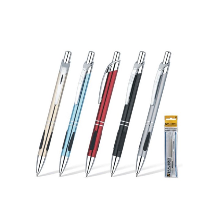 Ручка шариковая BRAUBERG "Minister", с серебр.деталями, стержень синий 1мм 141437