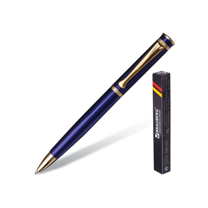 Ручка шариковая BRAUBERG "Perfect Blue", с золот. деталями, стержень синий 141415