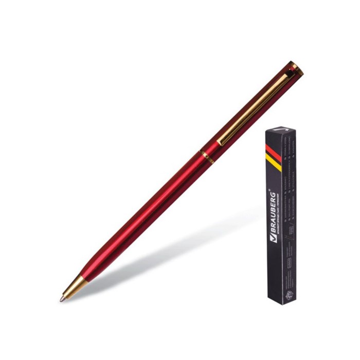 Ручка шариковая BRAUBERG "Slim Burgundy", с золот. деталями, стержень синий 141403