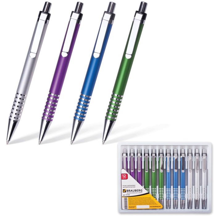 Ручка шариковая BRAUBERG "Delta", с серебр. деталями, стержень синий 1мм 141432