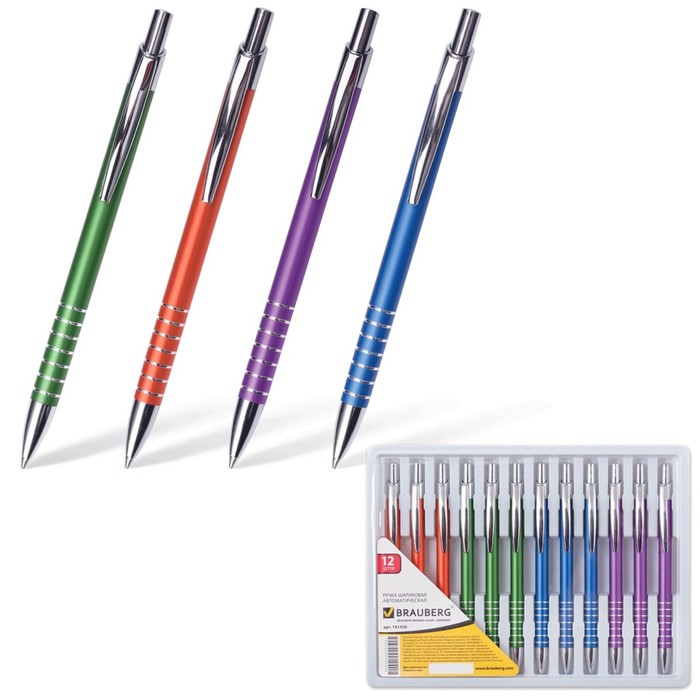 Ручка шариковая BRAUBERG "Gentleman", с серебр. деталями, стержень синий 1мм 141426