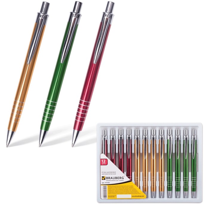 Ручка шариковая BRAUBERG "Quantum", с серебр. деталями, стержень синий 1мм 141429