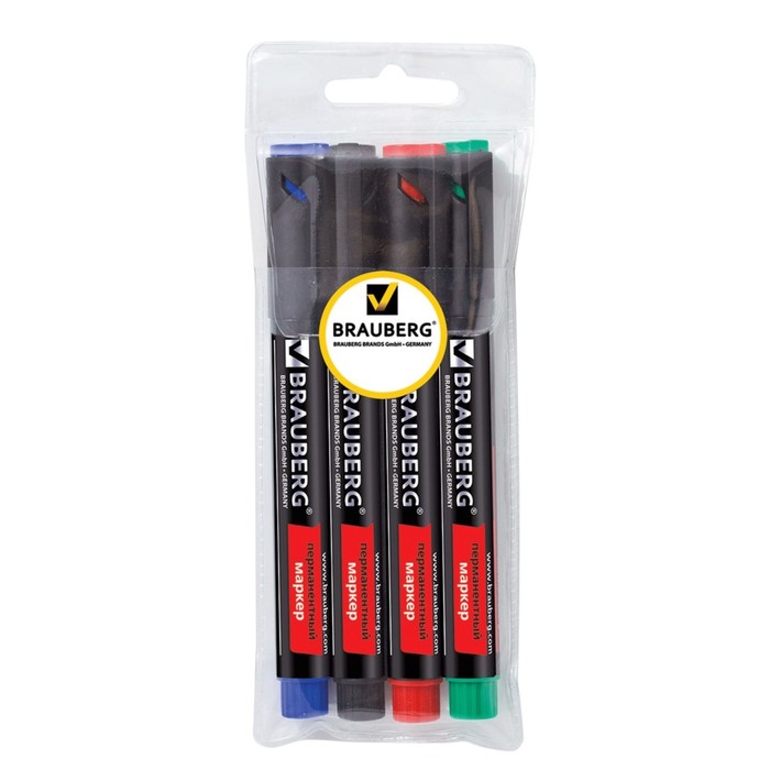 Набор маркеров перманентных 4 цвета 3.0 BRAUBERG Energy