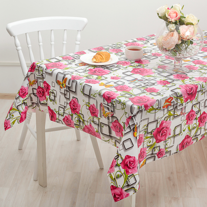 Клеенка столовая на тканевой основе, ширина 137 см, толщина 0,28 мм, рулон 20 м