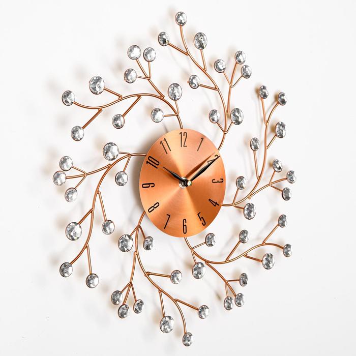 фото Часы настенные, серия: ажур, "цветы сакуры", плавный ход, d-38 см, циферблат 13 см