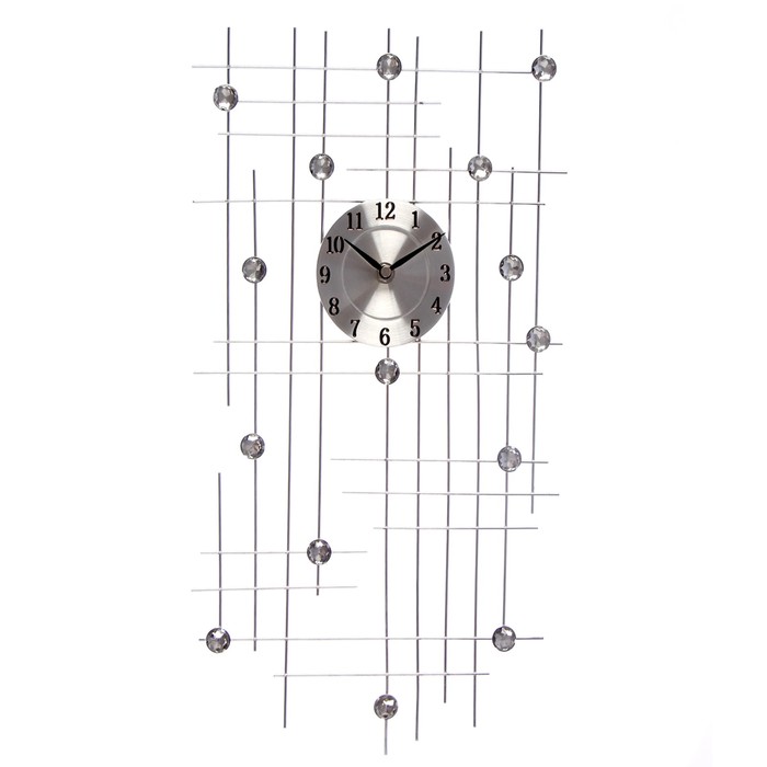 Часы настенные интерьерные «Панно с часами после дождя», серебристые, 26х48 см