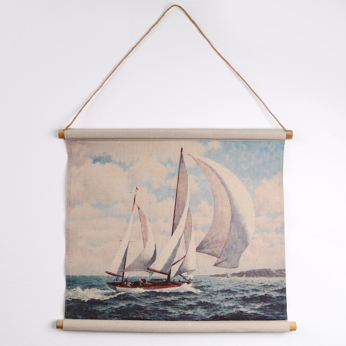 Панно подвесное «Парусник в открытом море», прямоугольное, 64х57 см