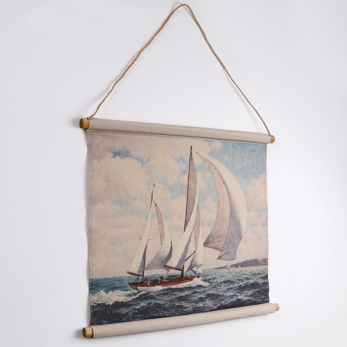 Панно подвесное «Парусник в открытом море», прямоугольное, 64х57 см