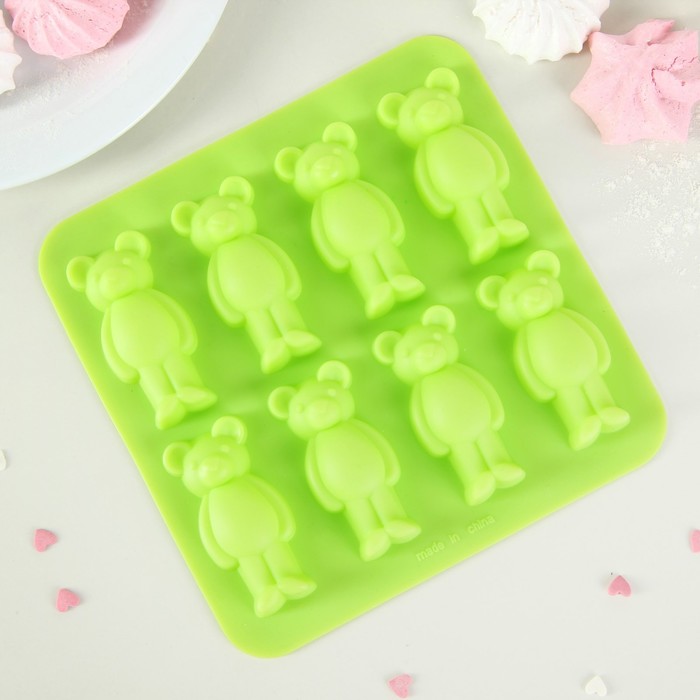 Форма для выпечки, 8 ячеек, 14,7х15х1,5 см "Мишутки"