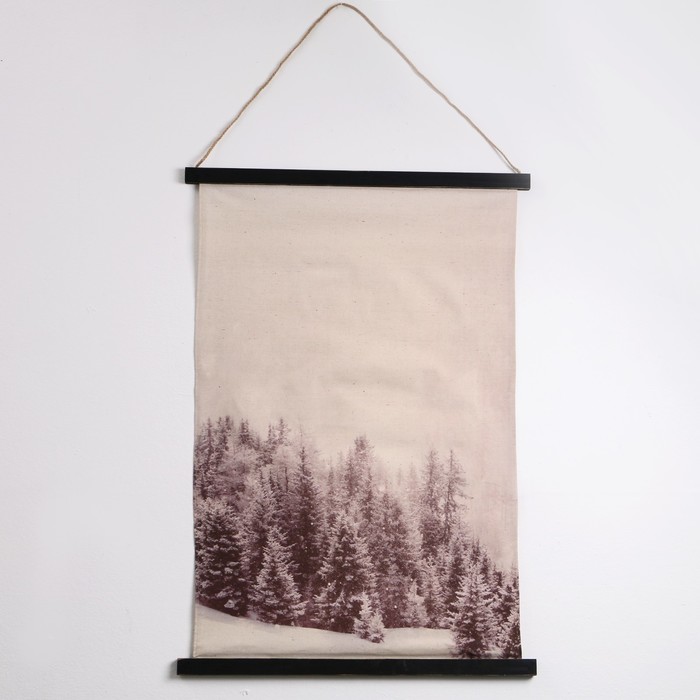 Панно подвесное «Заснеженные ели», прямоугольное, 64х93 см