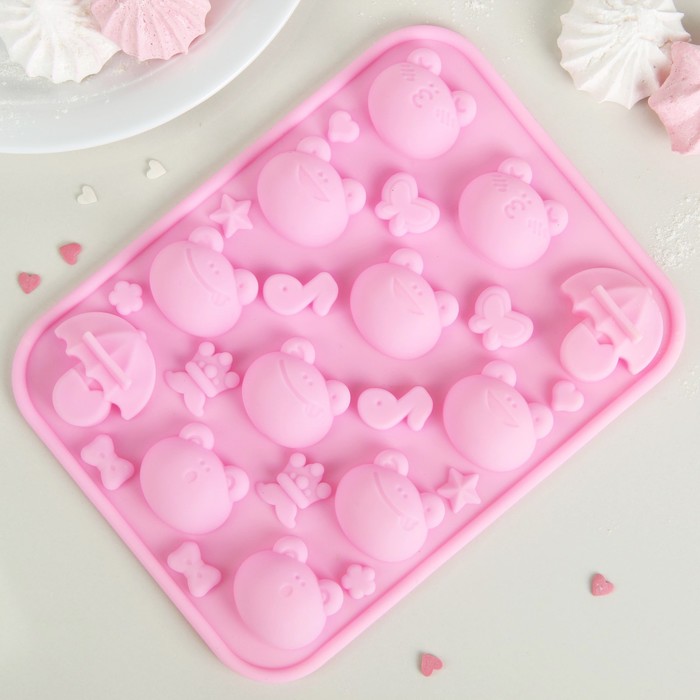 Форма для льда и шоколада, 26 ячеек, 18,5х14х1,5 см "Лягушка", цвета МИКС