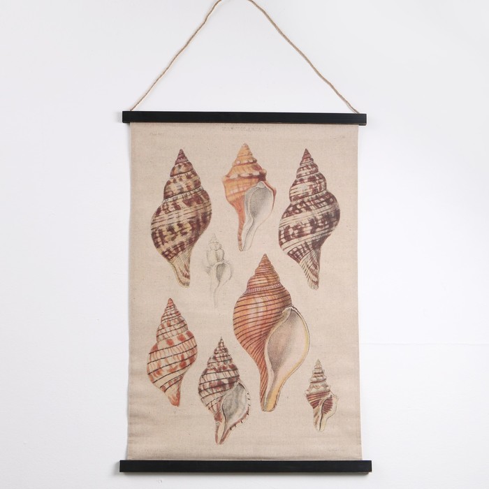 Панно подвесное «Ракушки», морская тематика, прямоугольное, 64х94 см