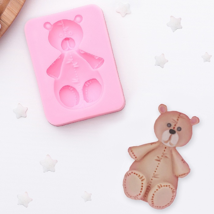Молд 6,5х5х1,8 см "Медведь", цвет розовый