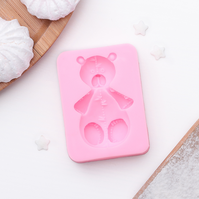 Молд 6,5х5х1,8 см "Медведь", цвет розовый