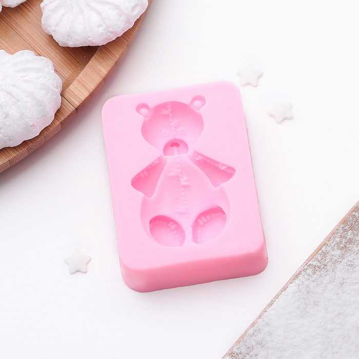 Молд 6,5х5х1,8 см "Медведь", цвет розовый