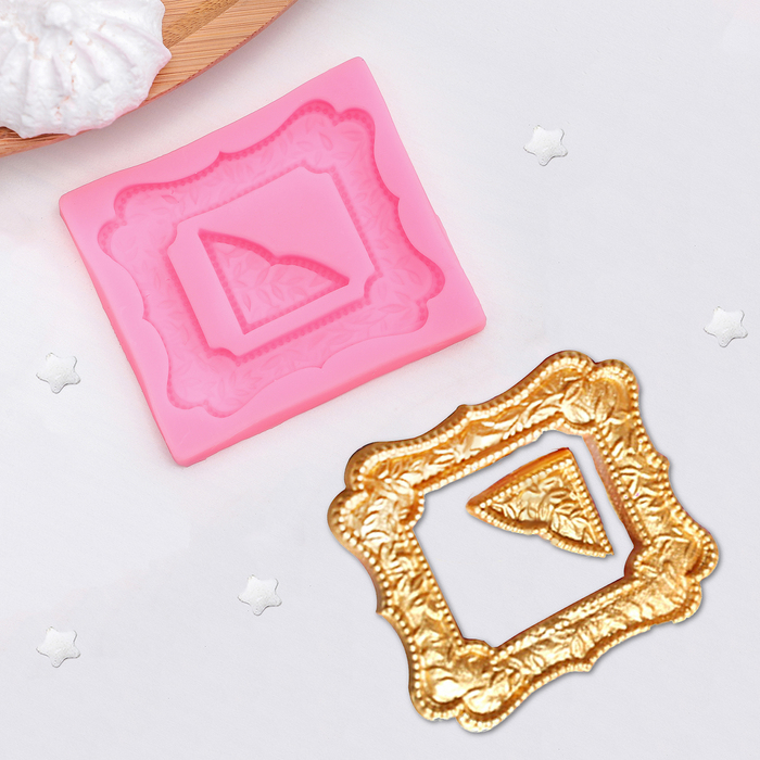 Молд 6,3х5,5х0,5 см "Рамка", цвет зеленый