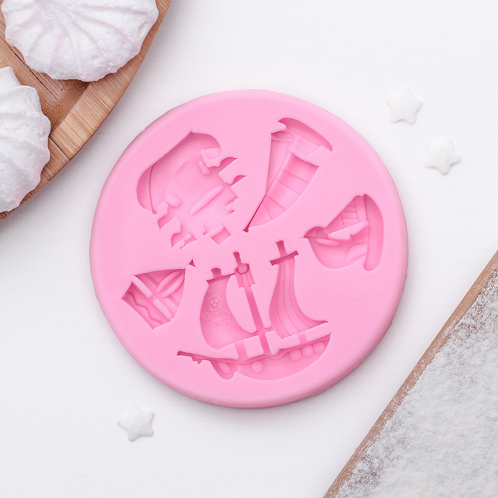 Молд 7,3х1 см "Корабли", цвет розовый