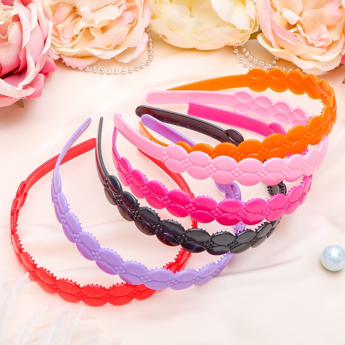 Ободок для волос "Витра" 1,7 см листики, микс