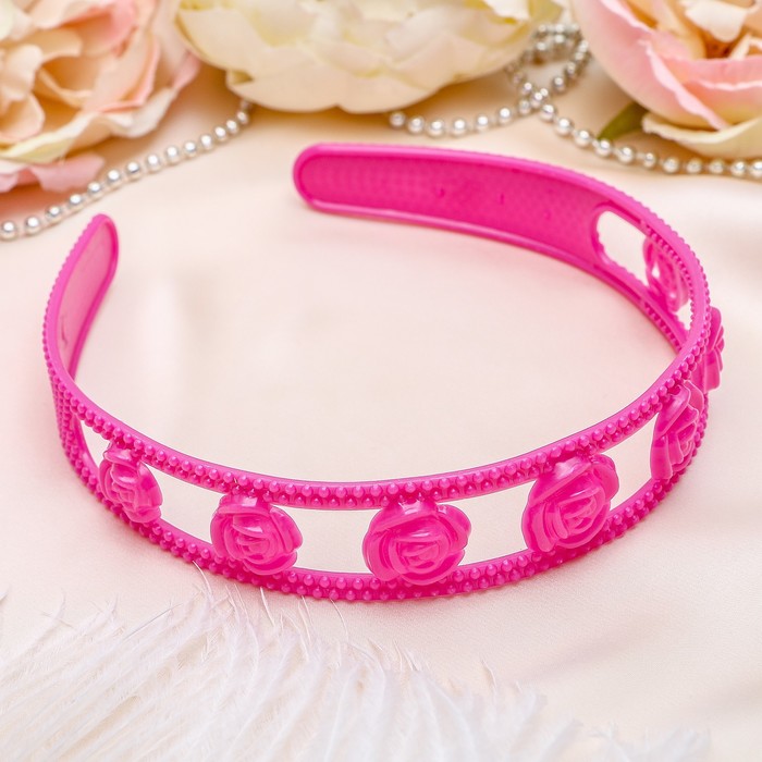 Ободок для волос "Цветы" 2,3 см розочки, микс