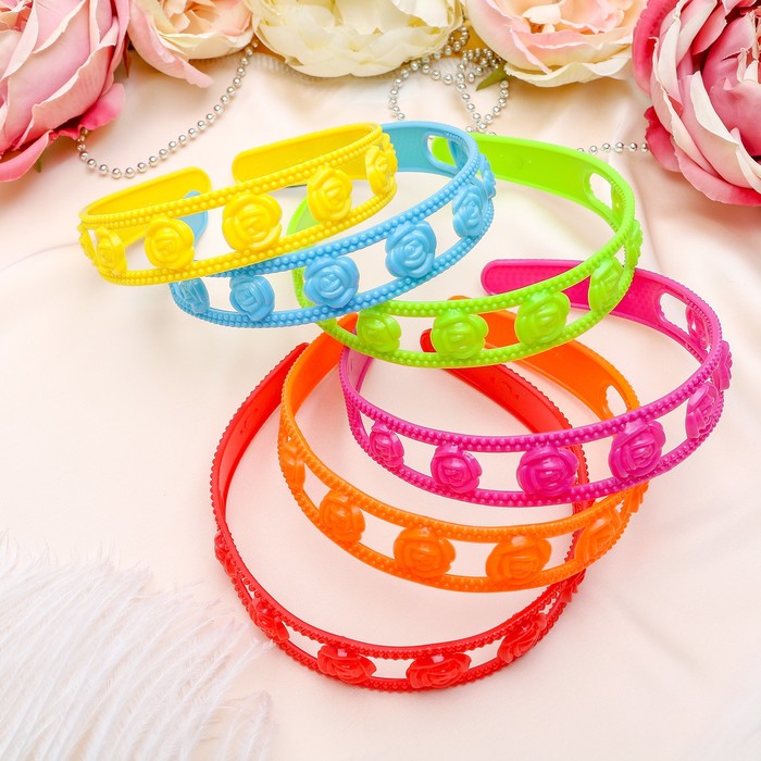 Ободок для волос "Цветы" 2,3 см розочки, микс