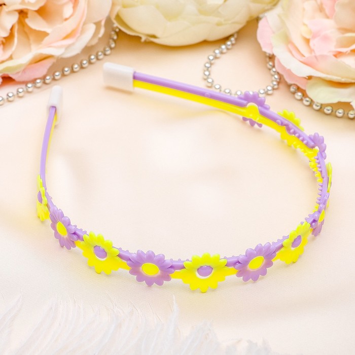Ободок для волос "Цветы" 1,6 см ромашки, микс
