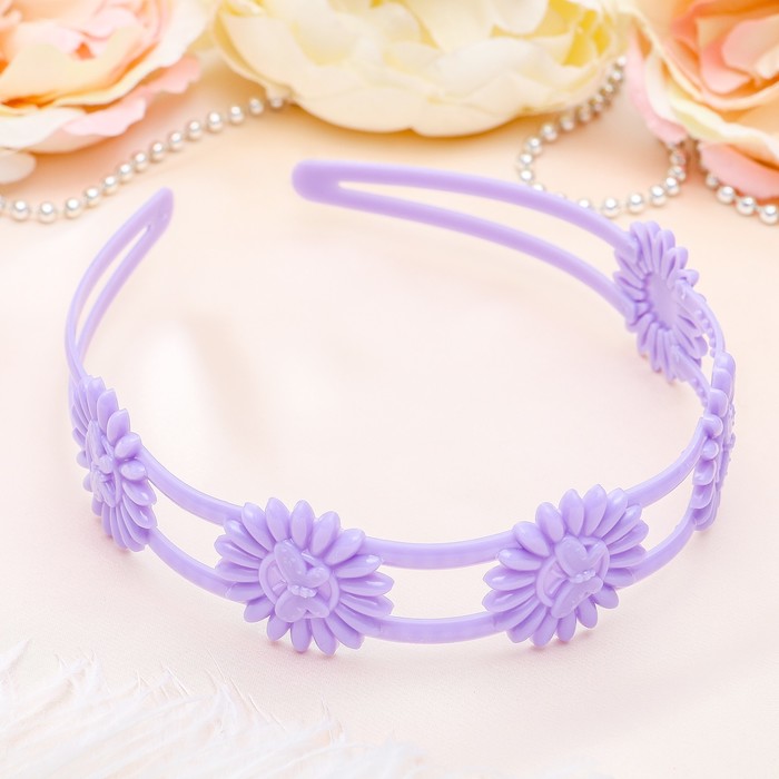 Ободок для волос "Цветы" 3 см бабочки ромашки, микс