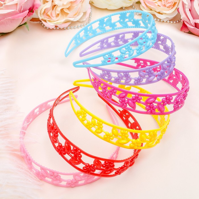 Ободок для волос "Цветы" 2,8 см веточки цветов, микс