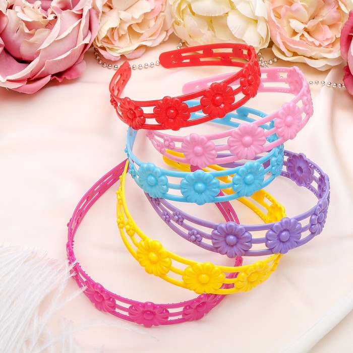 Ободок для волос "Цветы" 2,7 см ромашки, микс