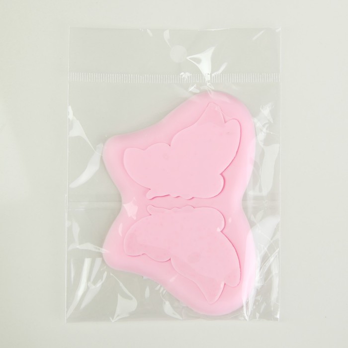 Молд, 3 части, 10,5х7,3х0,3 см "Бабочка", цвет розовый